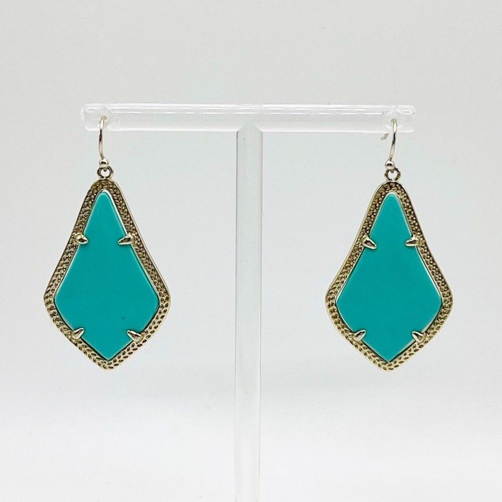 Kendra Scott Alexandra Drop Earrings Turquoise Magnesite  Gold Tone